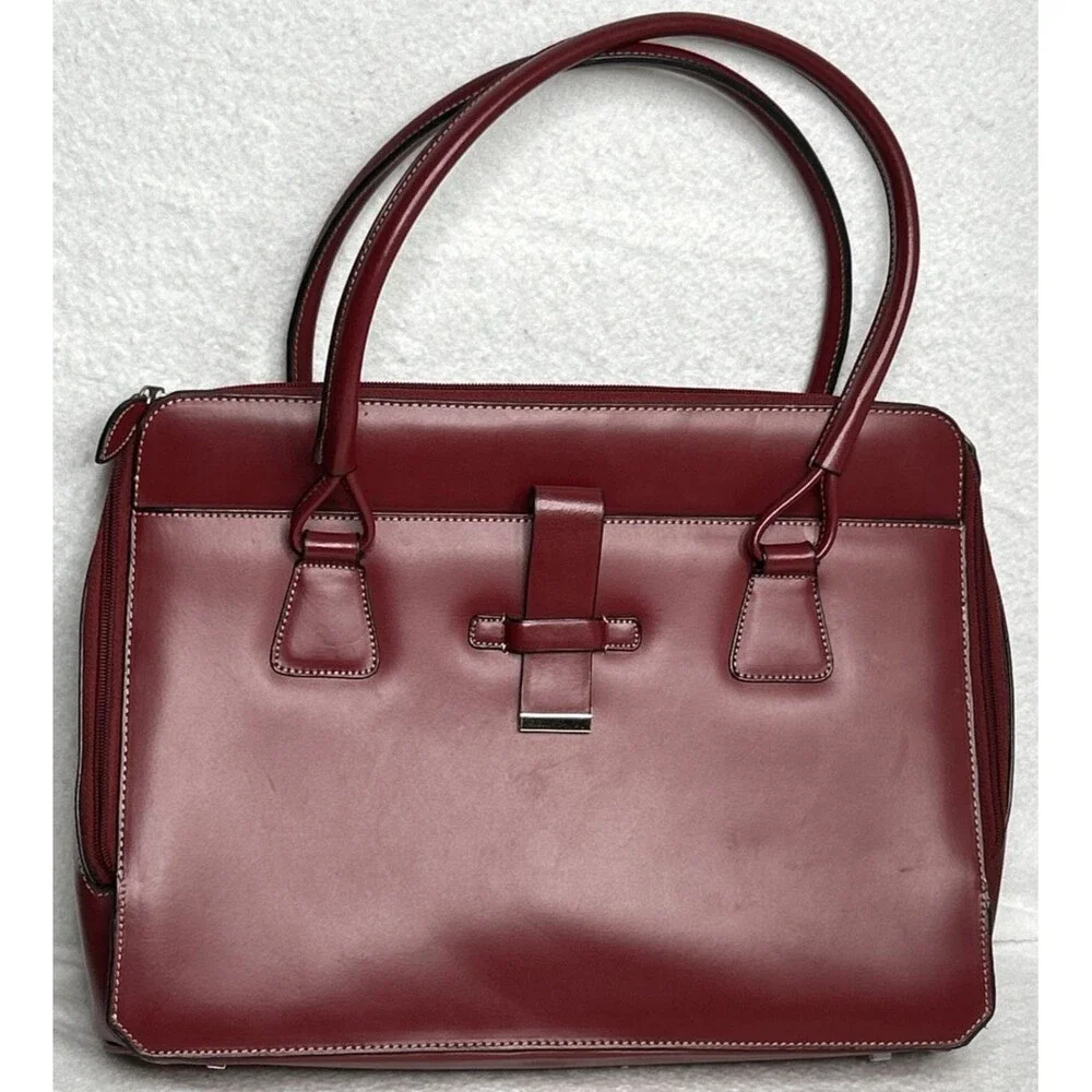 Franklin Covey Leather Bag Red Breifcase Organizer Tote Preppy Lagenlook Vintage